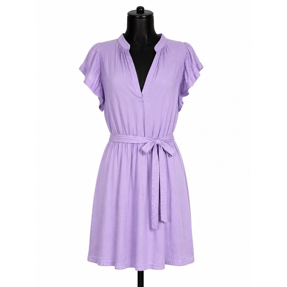Banana Republic Tall M Lavender Flutter Sleeve Tie Waist Dress Boho Midi